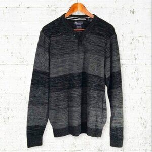 Rumors Men's Sweater Size M 100% Cotton Knit Block Shaded Black